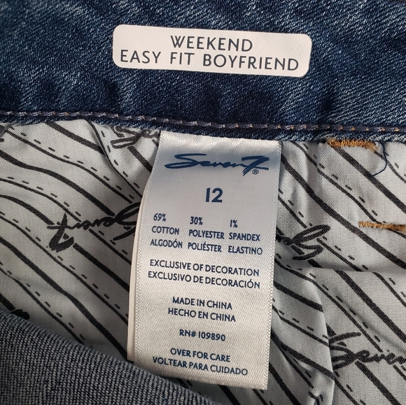 Seven7 Womens Weekend Easy Fit Boyfriend Jeans High Rise Rolled Cuffs Size 12 - Picture 6 of 15